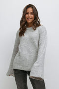 Y oversized knitted sweater - Lt grey melange