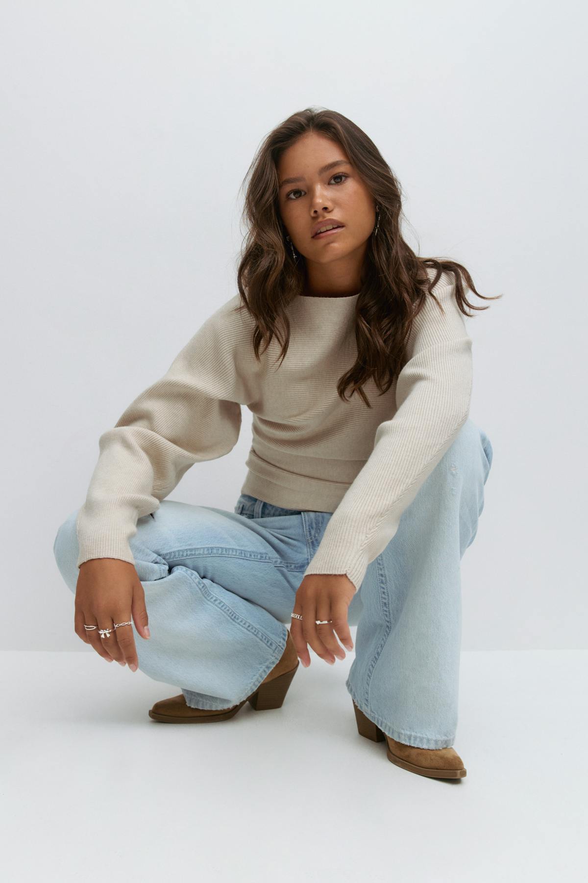 Y soft knitted sweater - Beige mel