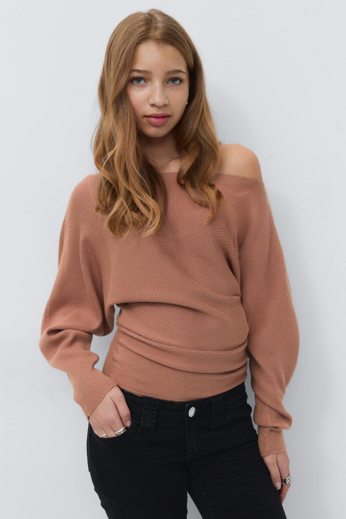 Y soft knitted sweater - Mocha mousse