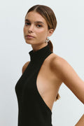 Turtleneck knitted dress - Noir