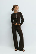 Knitted trousers - Beige melange