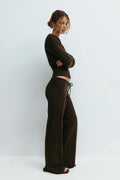 Knitted trousers - Beige melange