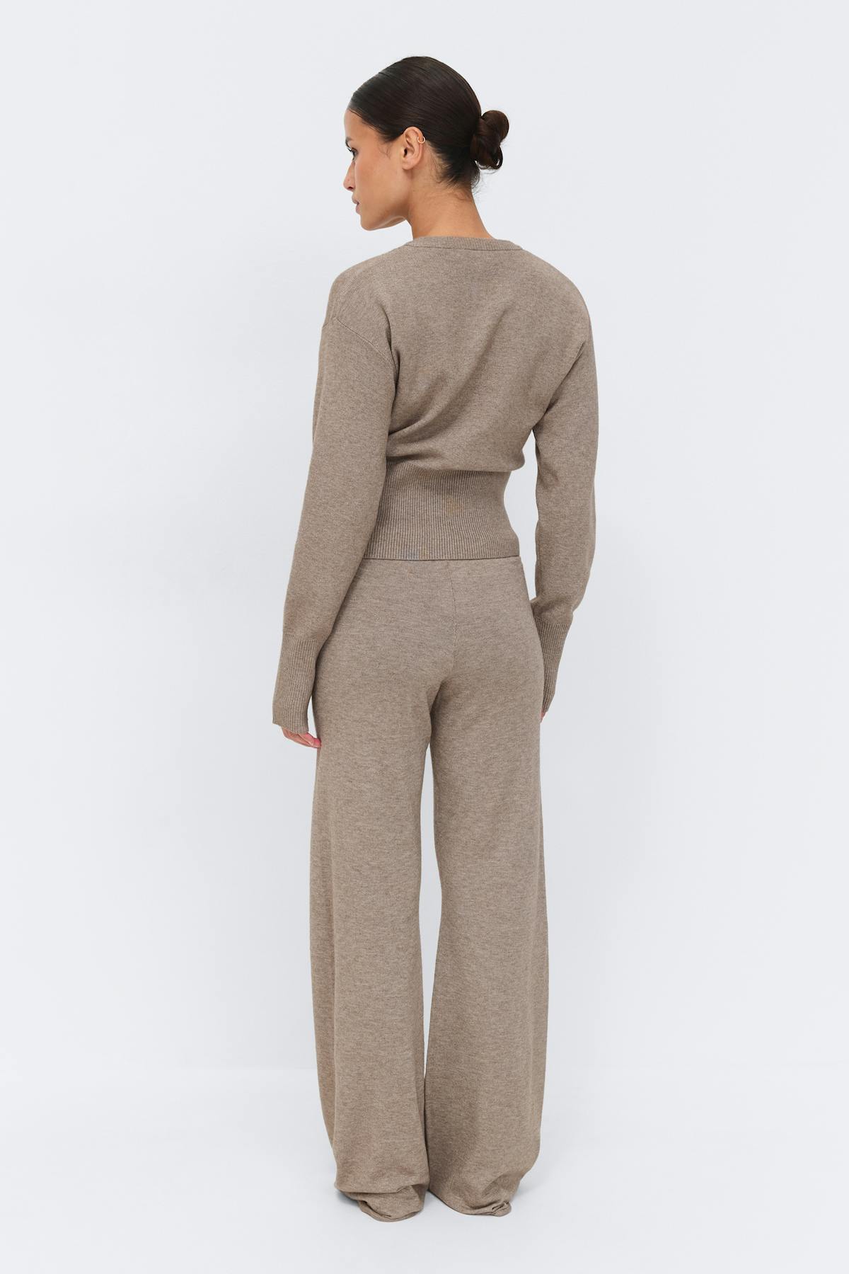 Knitted trousers - Lt grey melange