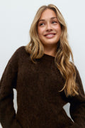 Y cable knitted sweater - Chocolate brown