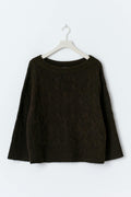 Y cable knitted sweater - Chocolate brown
