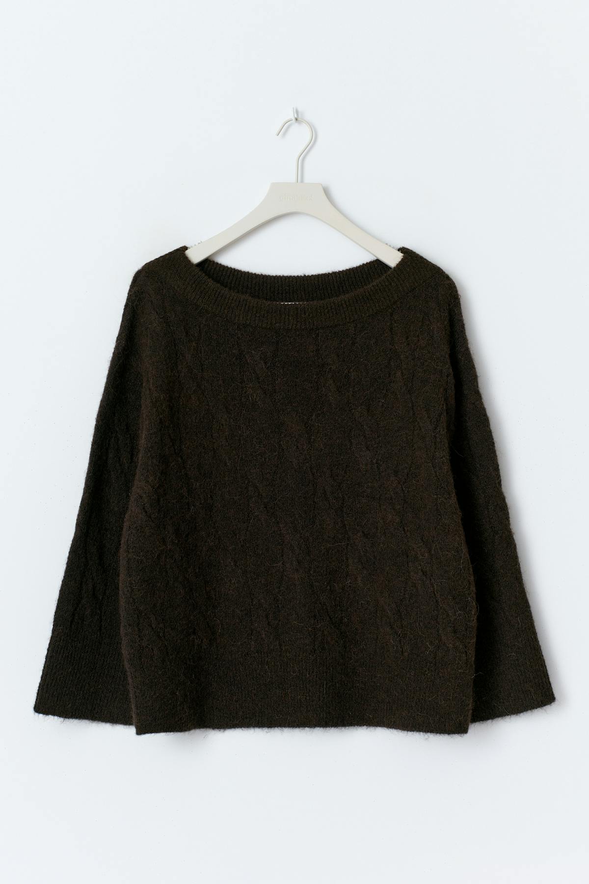 Y cable knitted sweater - Chocolate brown