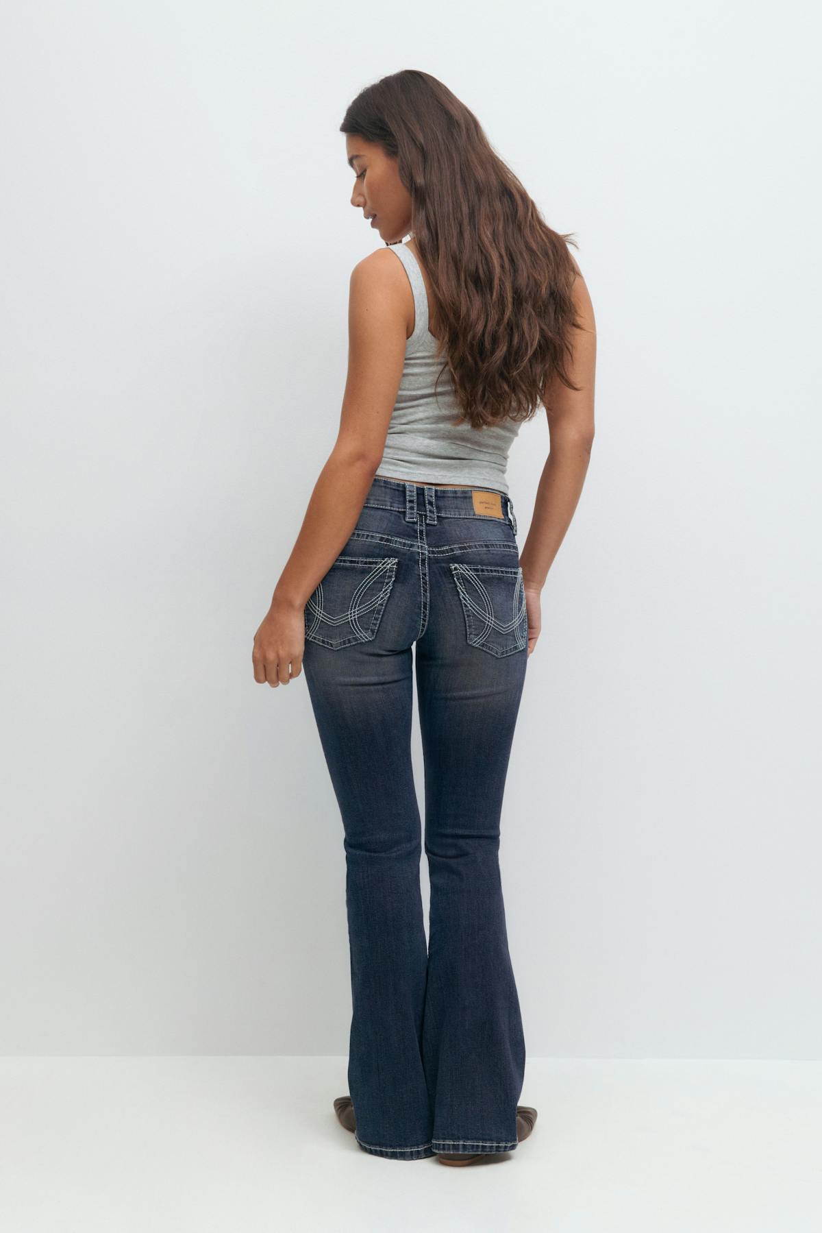 Front pocket bootcut jeans - Mid blue