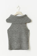 Chunky knitted polo top - Mid grey mel