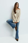 14+ cable knitted sweater - Oat melange