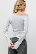 Sloped shoulder top - Grey melange