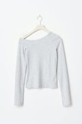 Sloped shoulder top - Grey melange