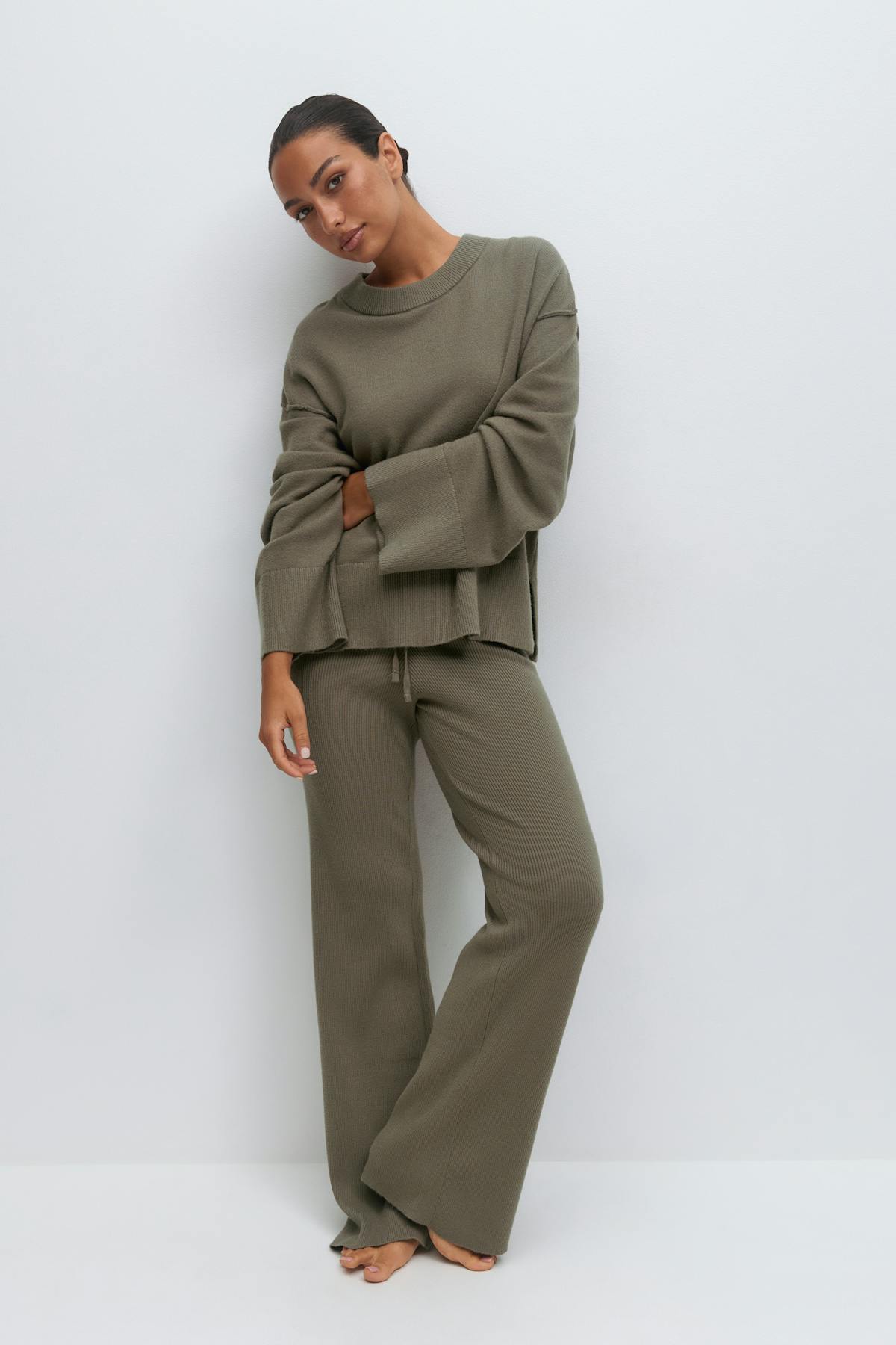 knitted sweater - Brown melange