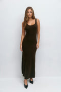 Strap knitted dress - Chocolate brown