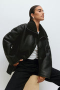Bonded pu teddy jacket - Noir