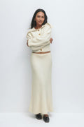 Wide knitted skirt - Chocolate brown