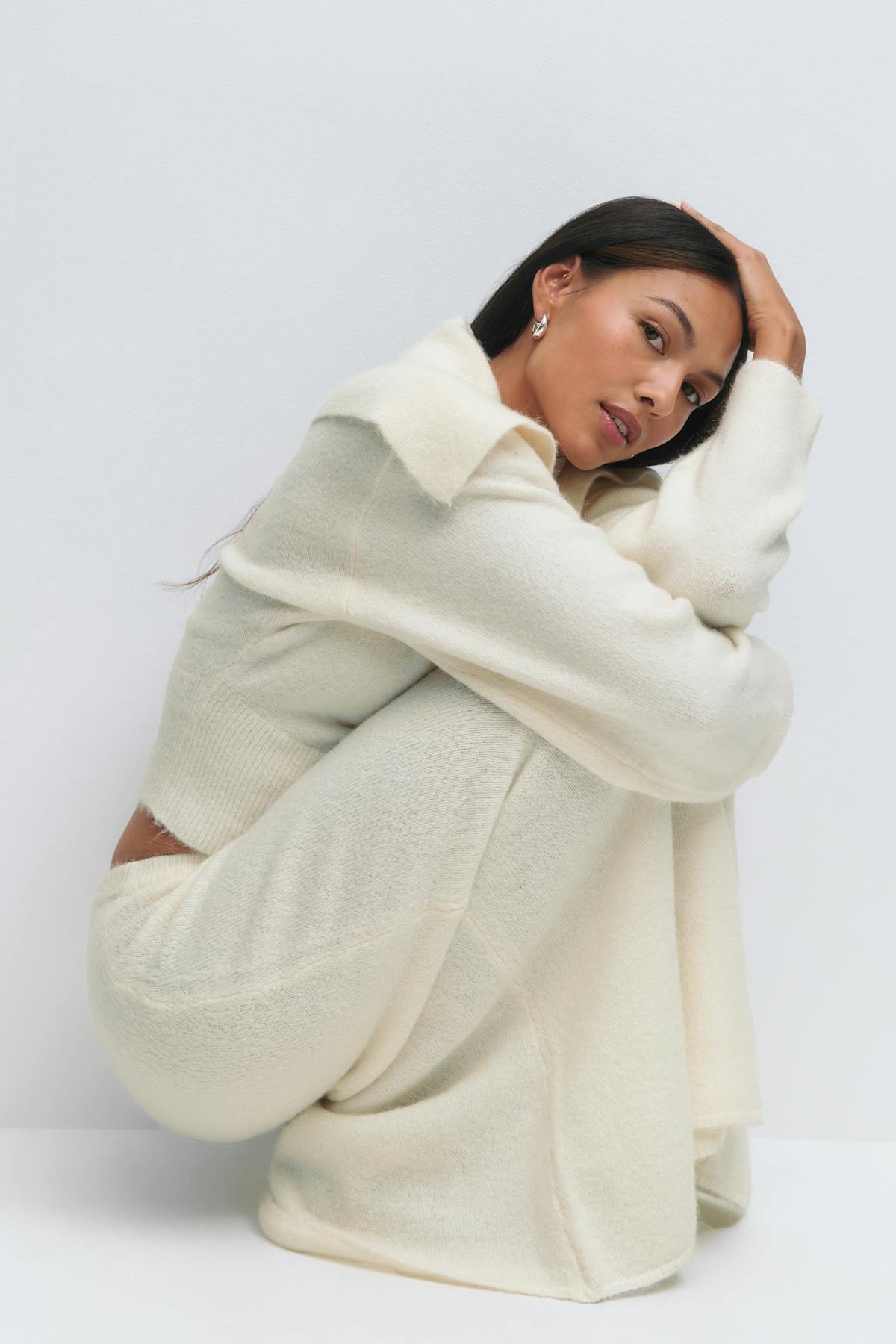 Wide knitted skirt - Gardenia