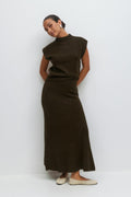 Wide knitted skirt - Chocolate brown