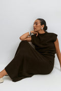 Wide knitted skirt - Chocolate brown