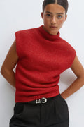 Funnel neck knitted top - Bordeaux foncé