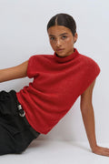 Funnel neck knitted top - Bordeaux foncé