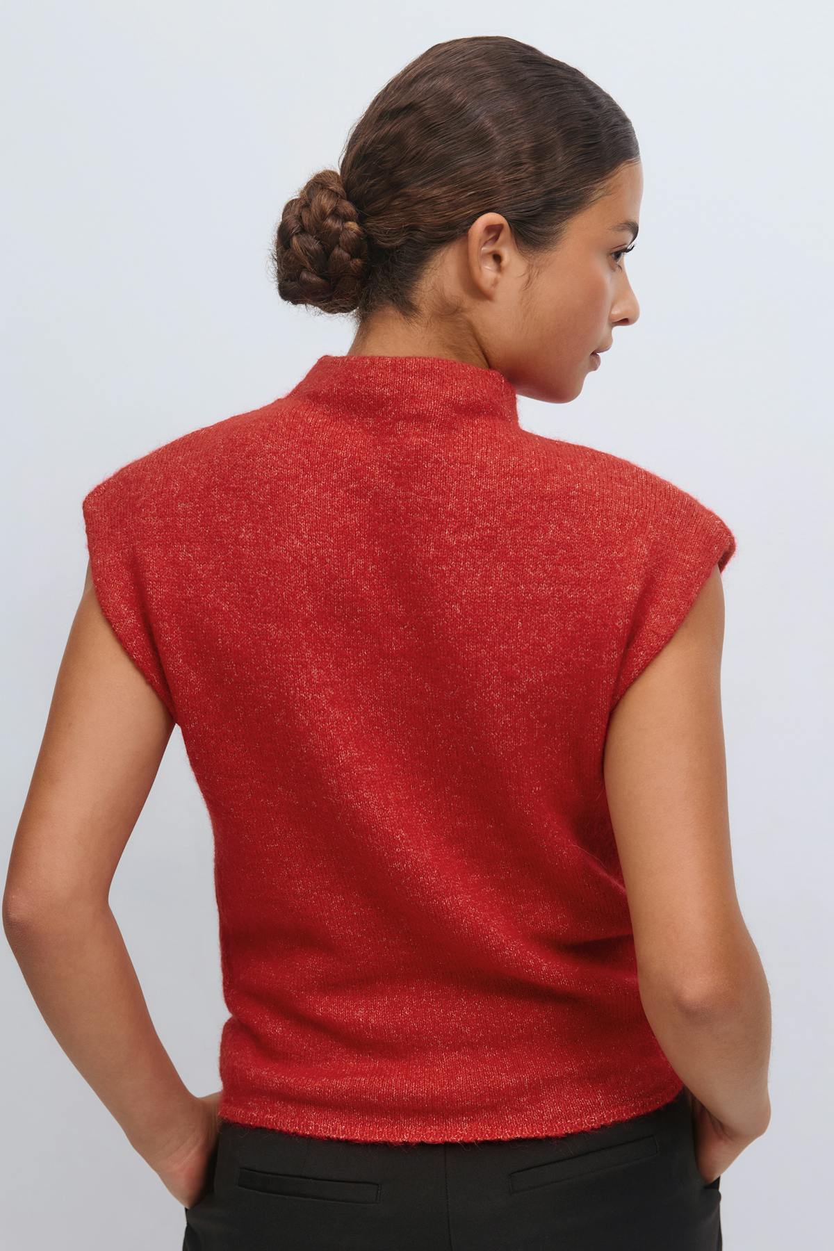 Funnel neck knitted top - Ginger root