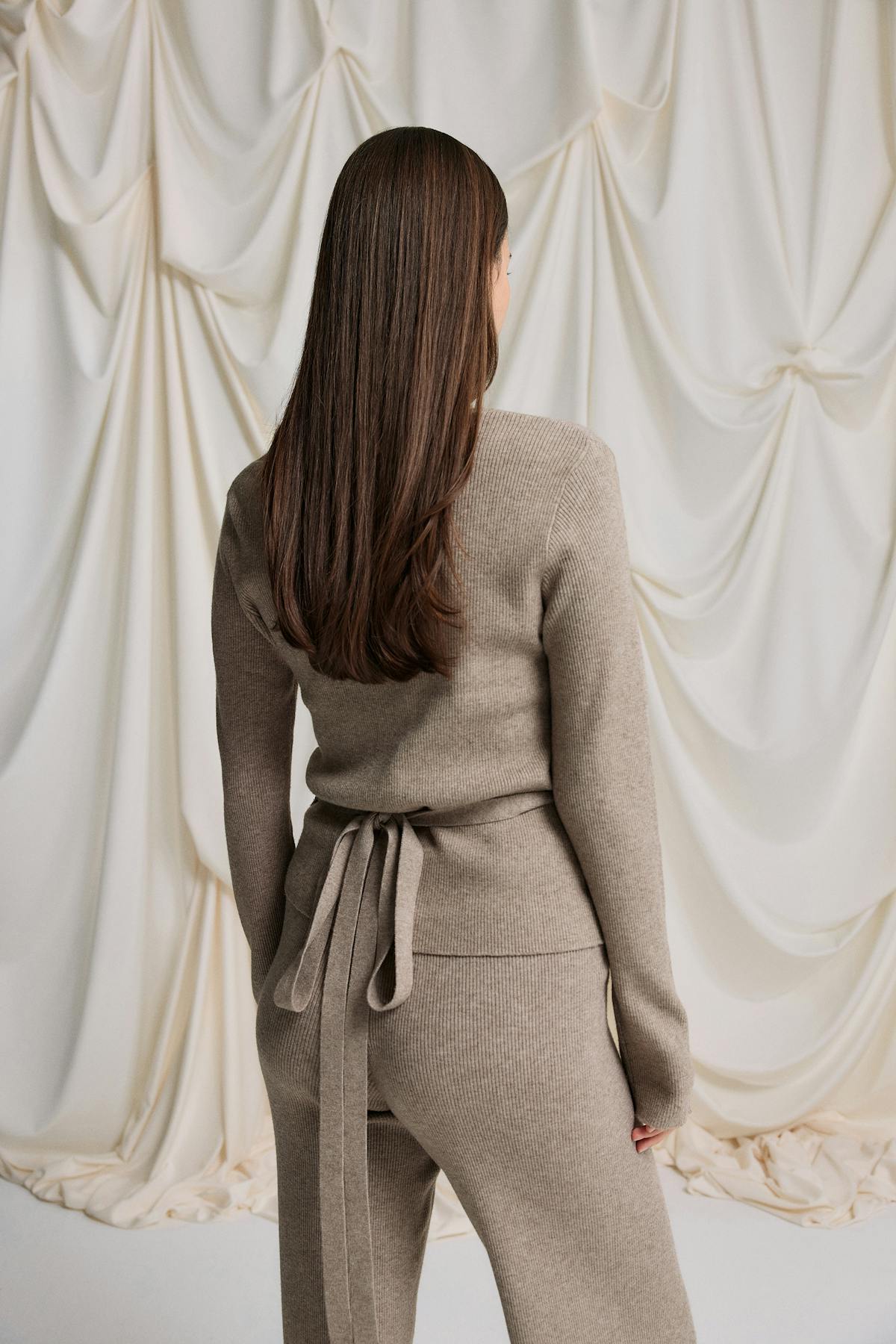 knitted wrap cardigan - Primrose pink