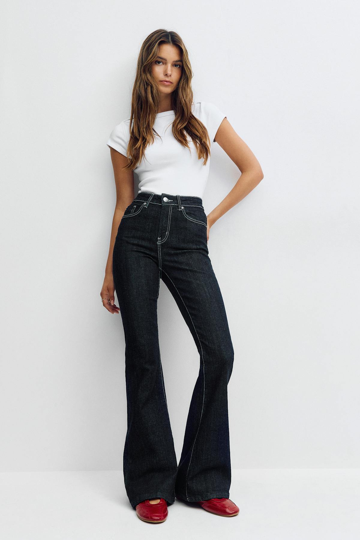 High waist flare jeans - Rinse
