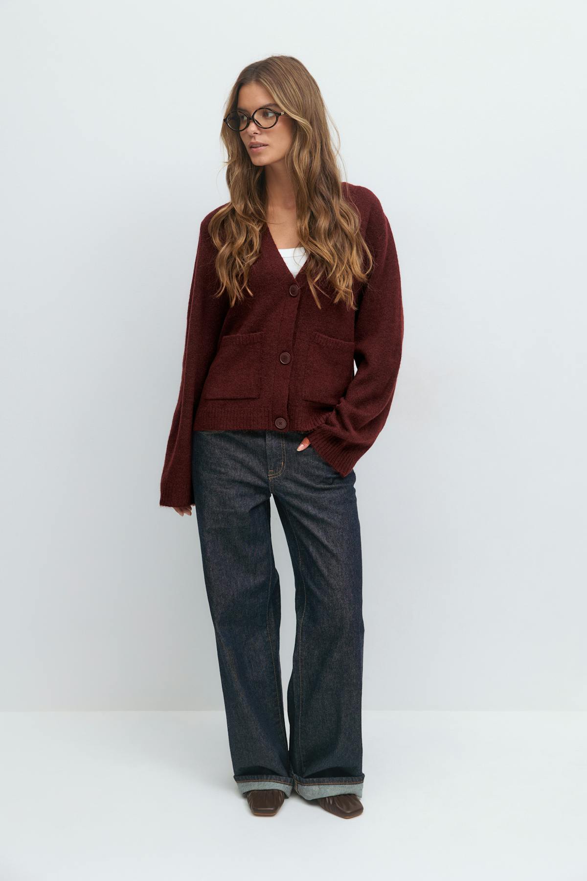 Knitted pocket cardigan - Chocolate brown