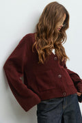 Knitted pocket cardigan - Chocolate brown