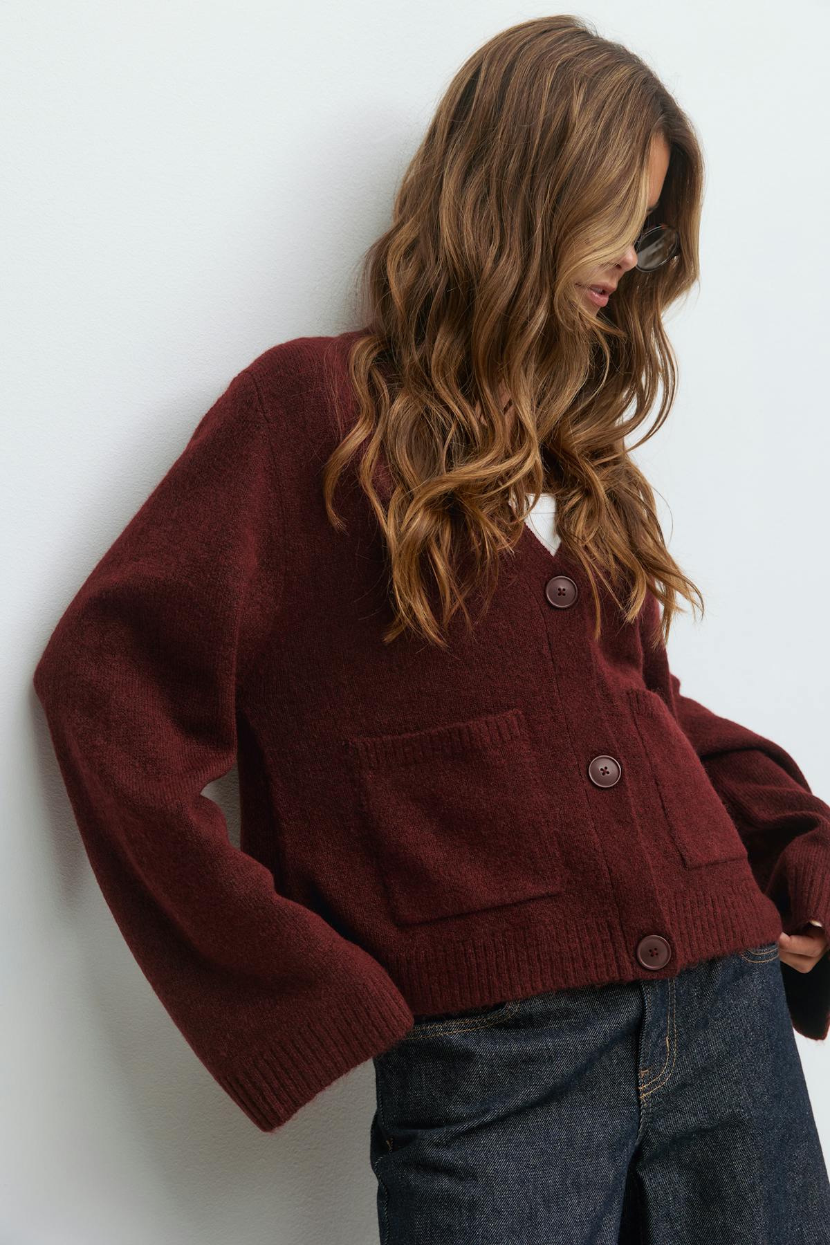Knitted pocket cardigan - Chocolate brown