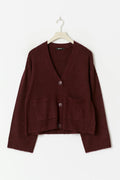 Knitted pocket cardigan - Chocolate brown