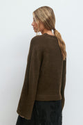Knitted pocket cardigan - Beige/stripe