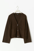 Knitted pocket cardigan - Chocolate brown