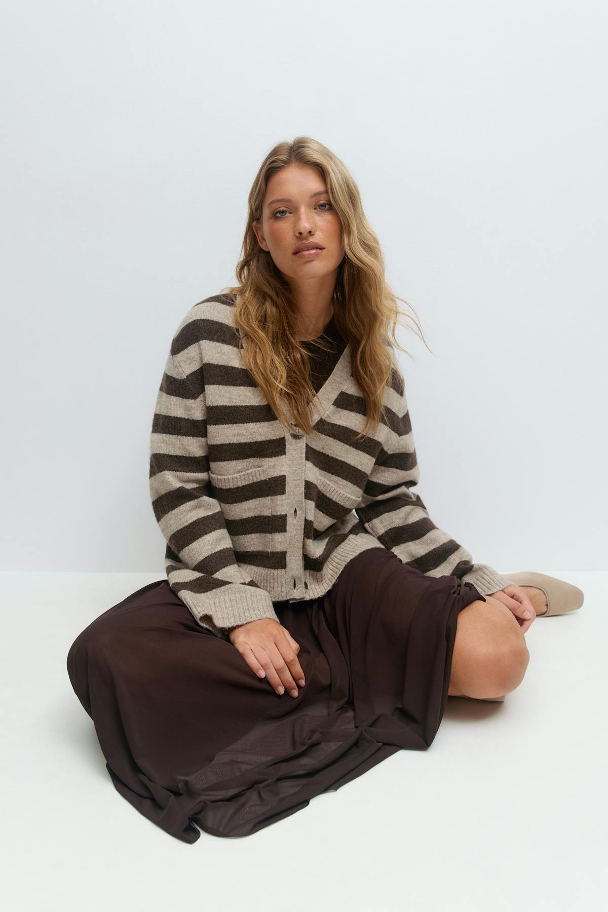 Knitted pocket cardigan - Gardenia