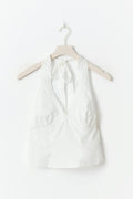 Embroidery halter neck top - Blanc cassé