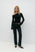 Sloped shoulder top - Noir