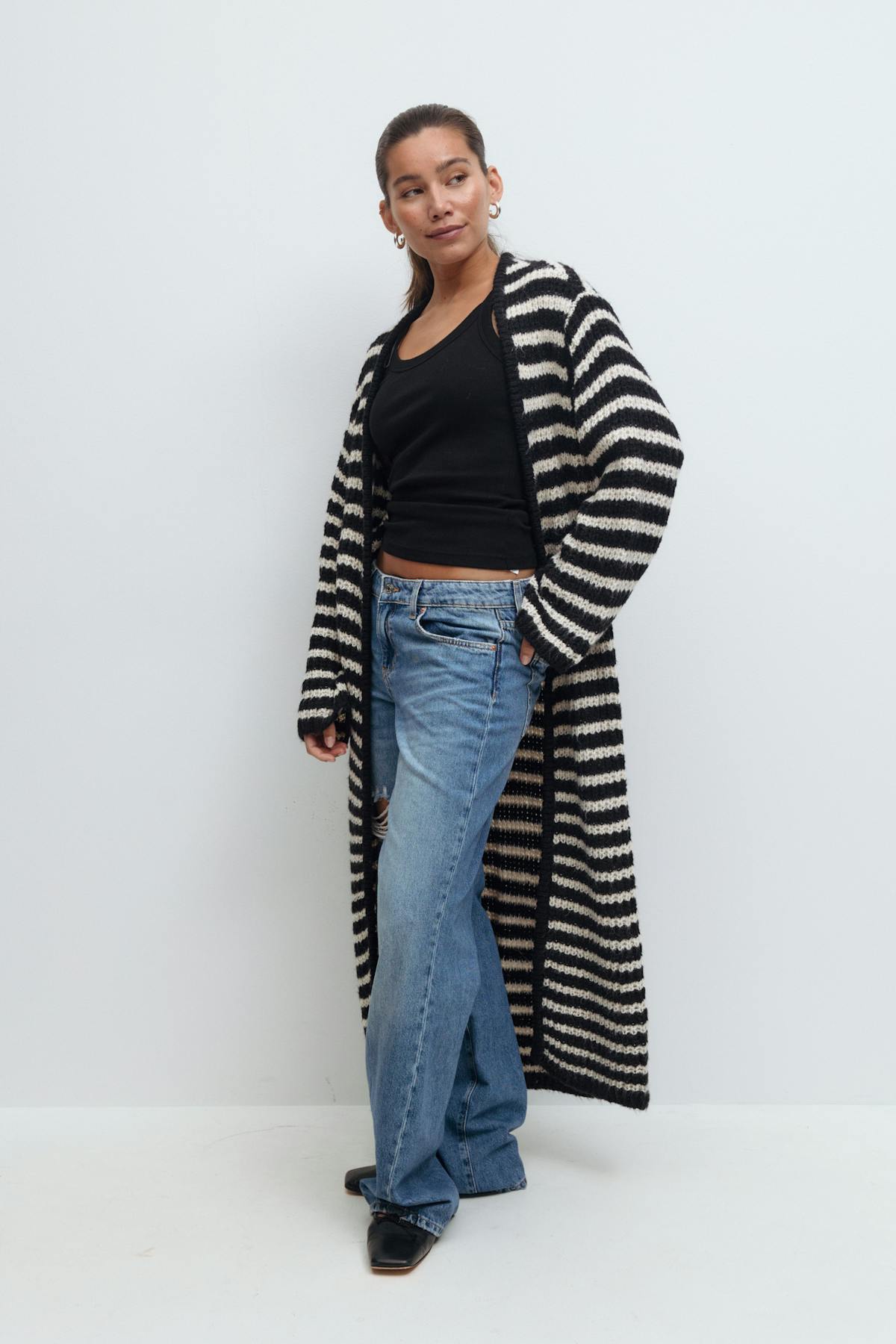 Long knitted cardigan - Whitecap gray