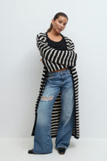 Long knitted cardigan - Whitecap gray