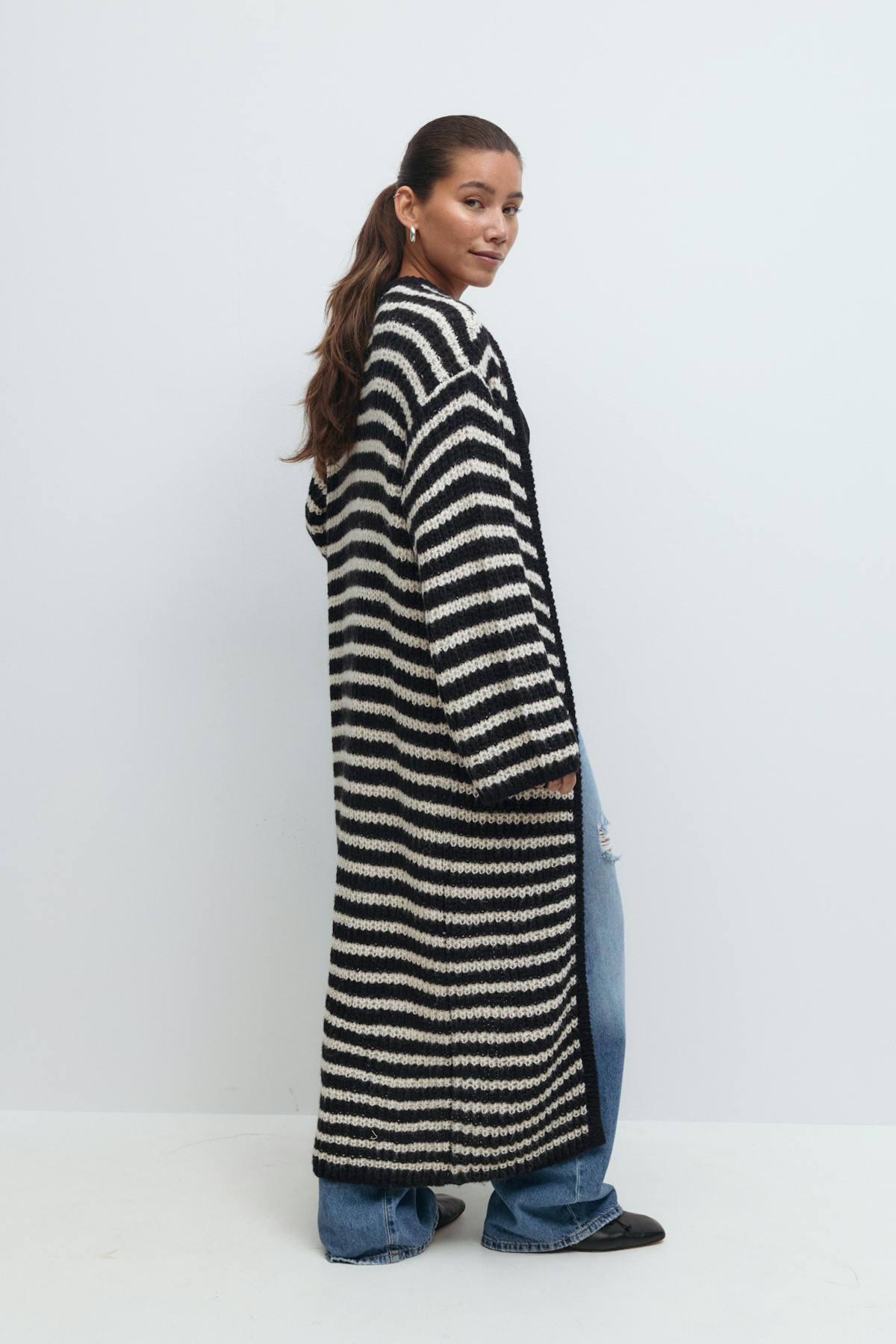 Long knitted cardigan - Whitecap gray