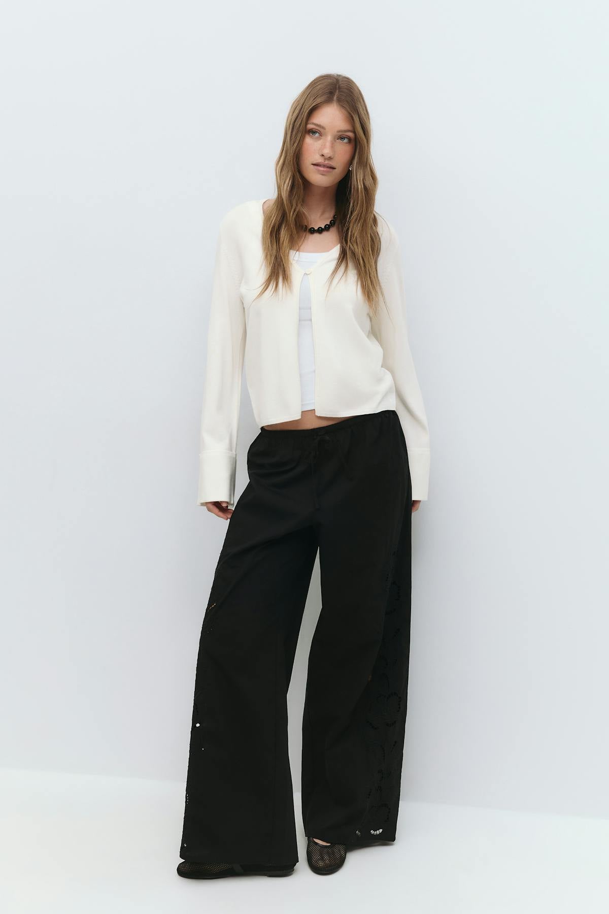 Folded sleeve knitted cardigan - Gardenia