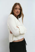Folded sleeve knitted cardigan - Gardenia