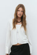 Folded sleeve knitted cardigan - Seal brown