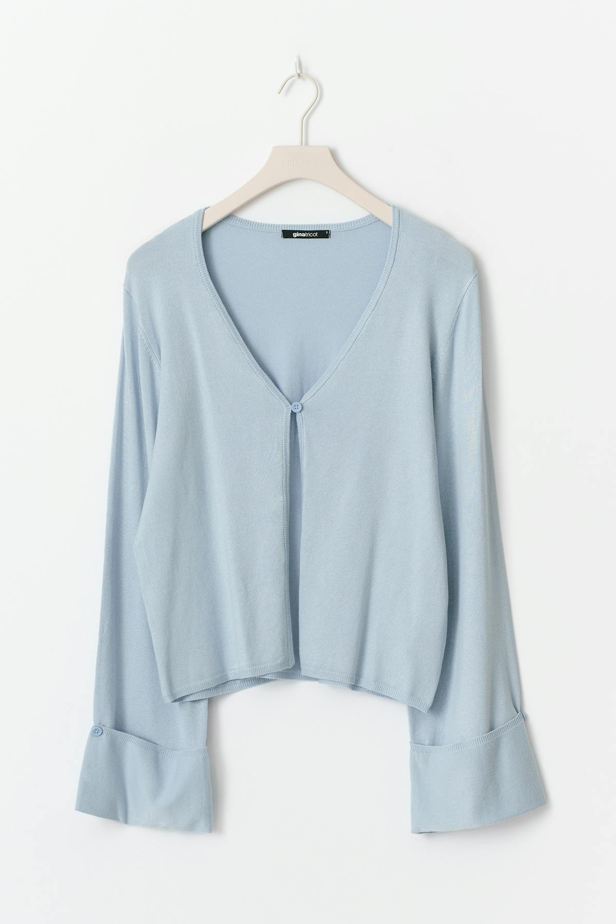 Folded sleeve knitted cardigan - Cashmere blue