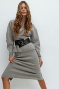 Knitted pencil skirt - Mid grey mel