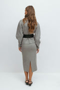 Knitted pencil skirt - Mid grey mel