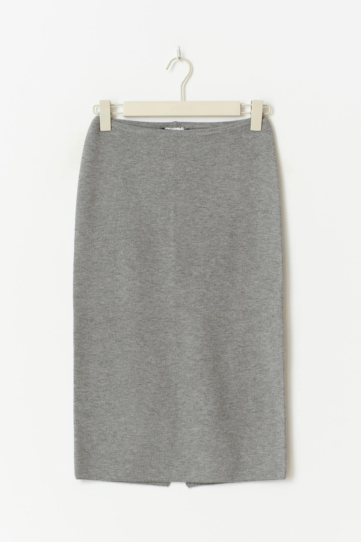 Knitted pencil skirt - Mid grey mel