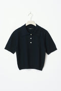 Short sleeve knit collar top - Navy blazer