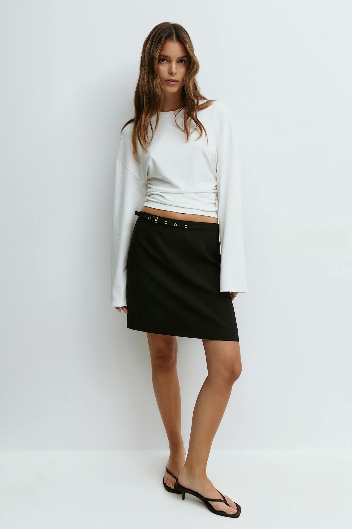 Belted mini skirt - Noir
