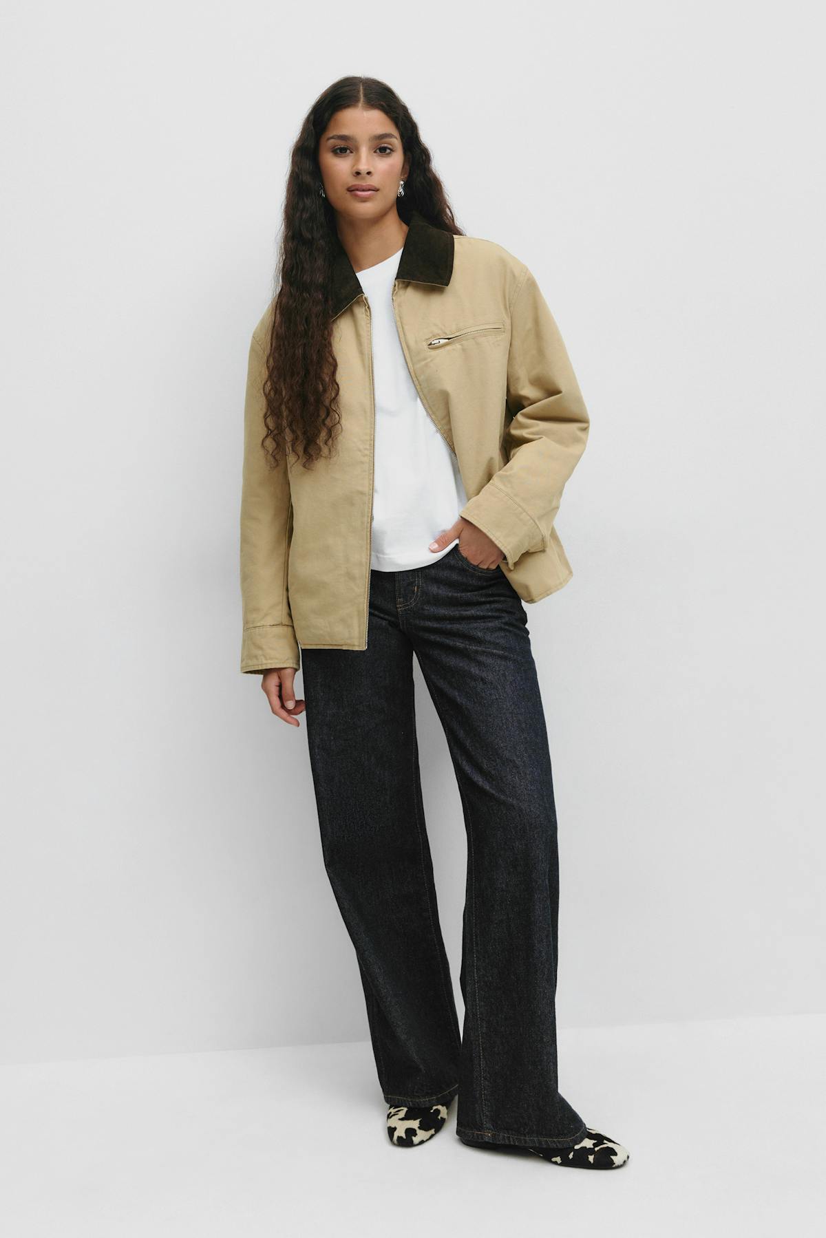 Corduroy collar jacket - Beige
