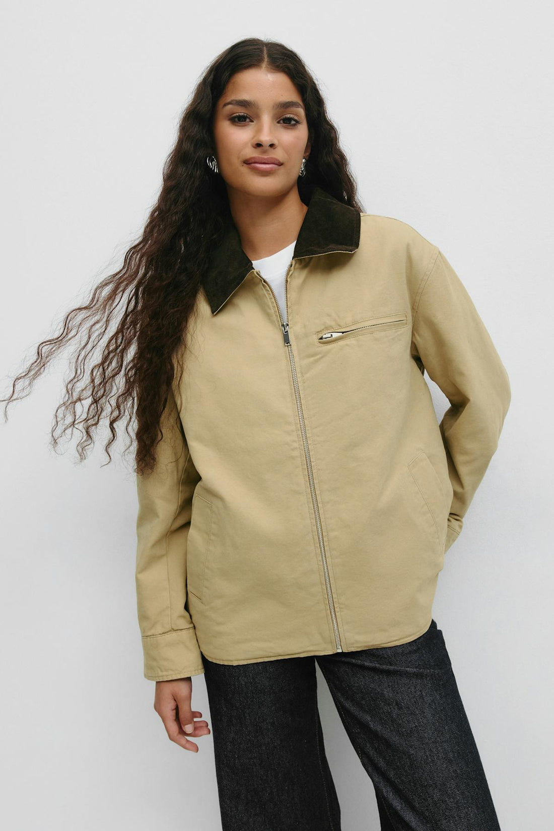 Corduroy collar jacket - Beige